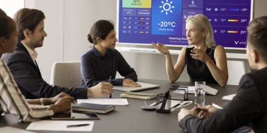 Digital signage is used in teacher boardroom.